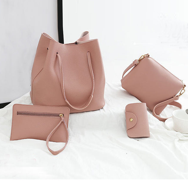 Women Leather Handbag 4Pcs